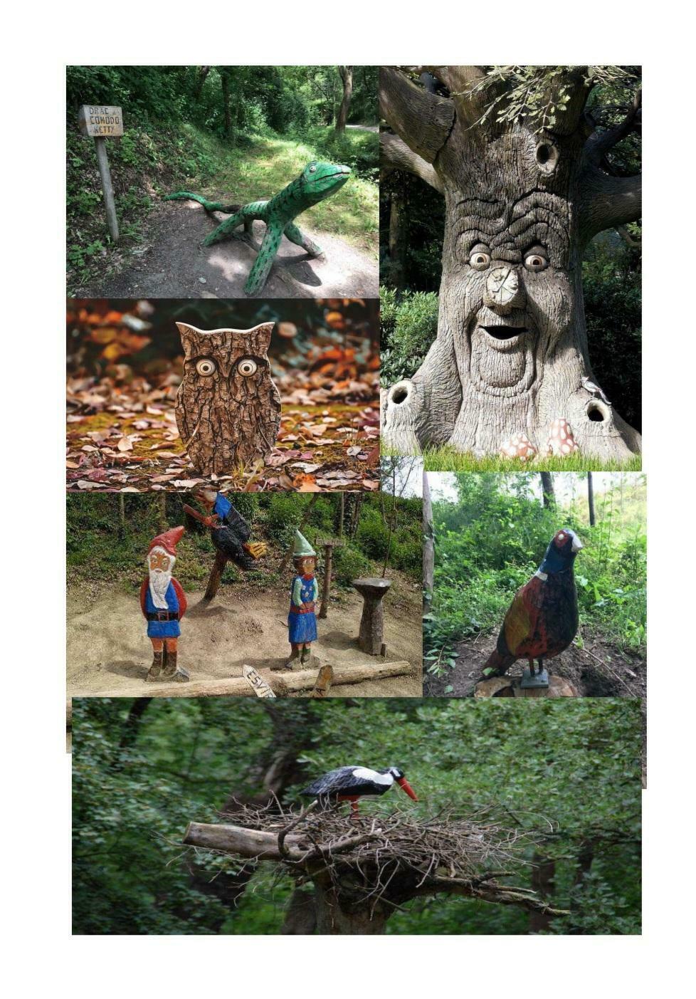 Imatge pels mitjans: Recorregut ambientat amb diferents figures de fusta a la zona de l&#39;Arborètum